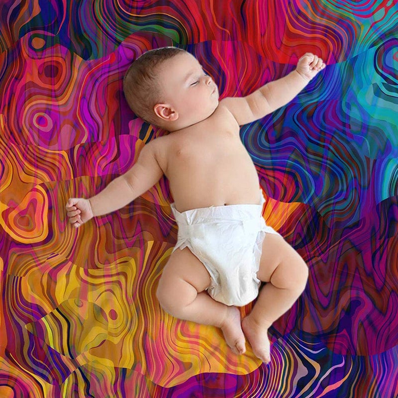 Mugod Colorful Chaotic Waves Throw Blanket Purple Fuchsia Pink Red Orange Gold Blue Rainbow Pattern Decorative Soft Warm Cozy Flannel Plush Throws Blankets for Bedding Sofa Couch 50 X 60 Inch - Image 3